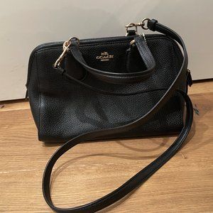 Coach classic black leather cross body handbag